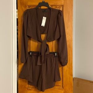 Urban Outfitters two piece outfit, halter, tie, top, and shorts